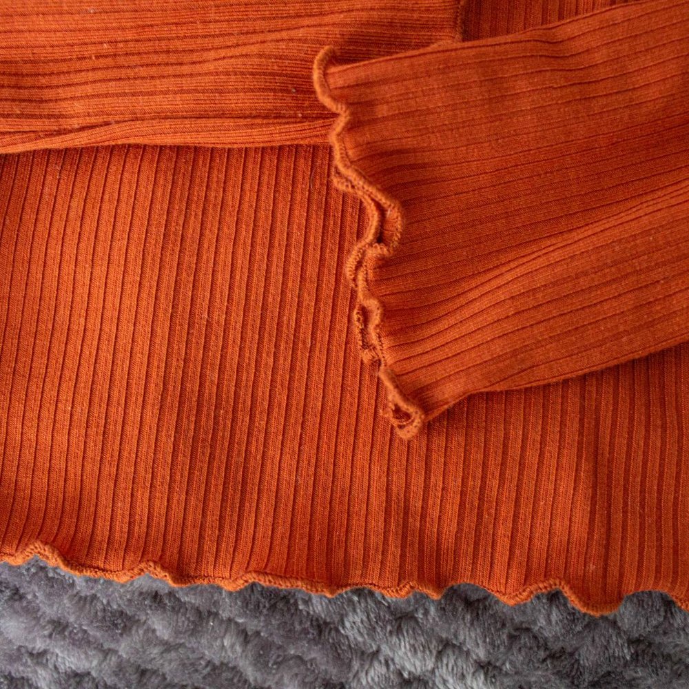 Orange Longsleeve Ribbed Top - Picture 3 of 3
